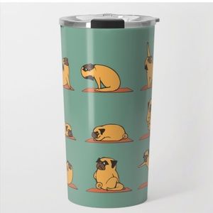 NWOT Pug yoga travel mug from society6